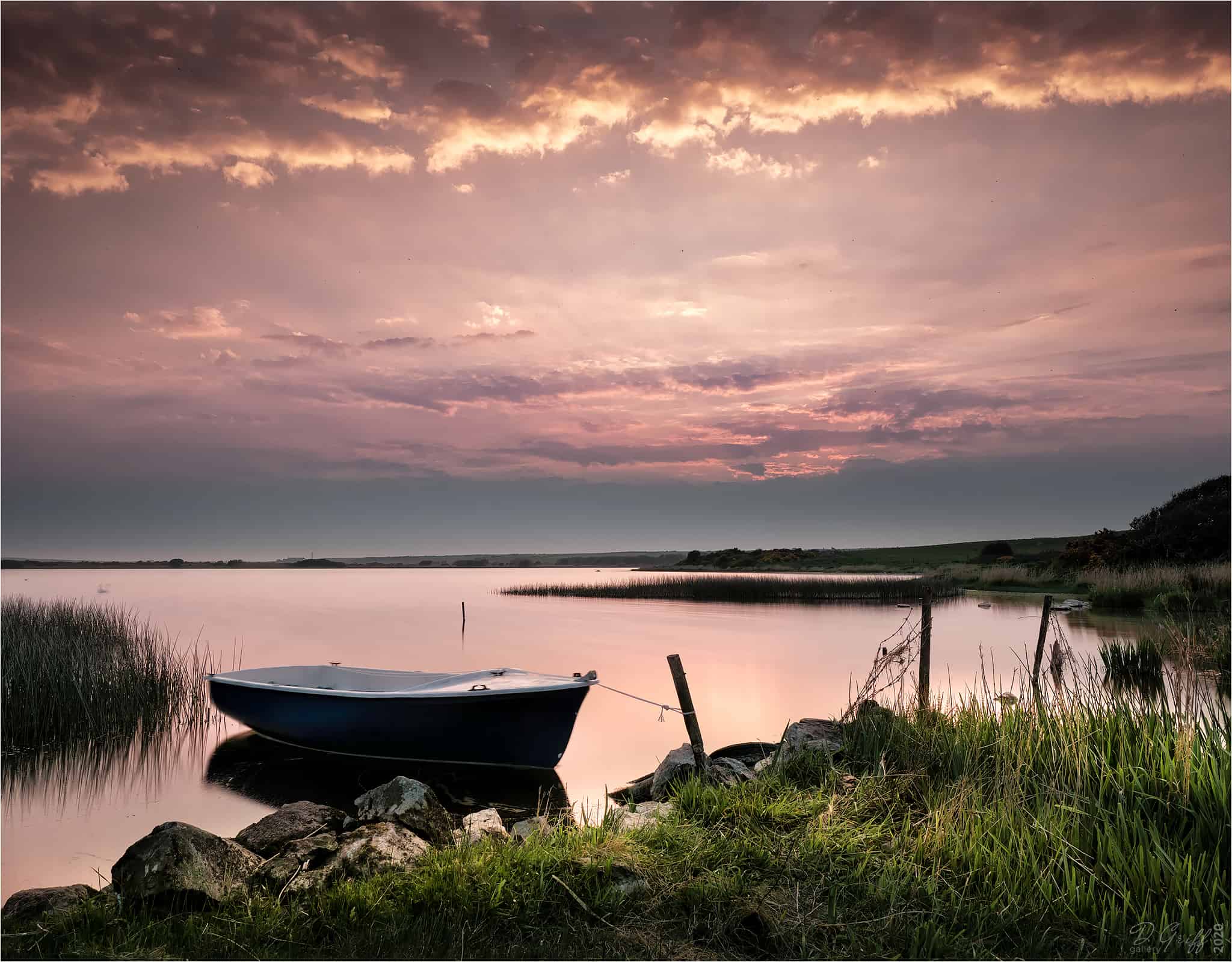 Fishing Boat At Sunset, Llyn Coron, Anglesey